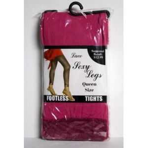 Eros Womens Pink Tights Lace Bottom Footless